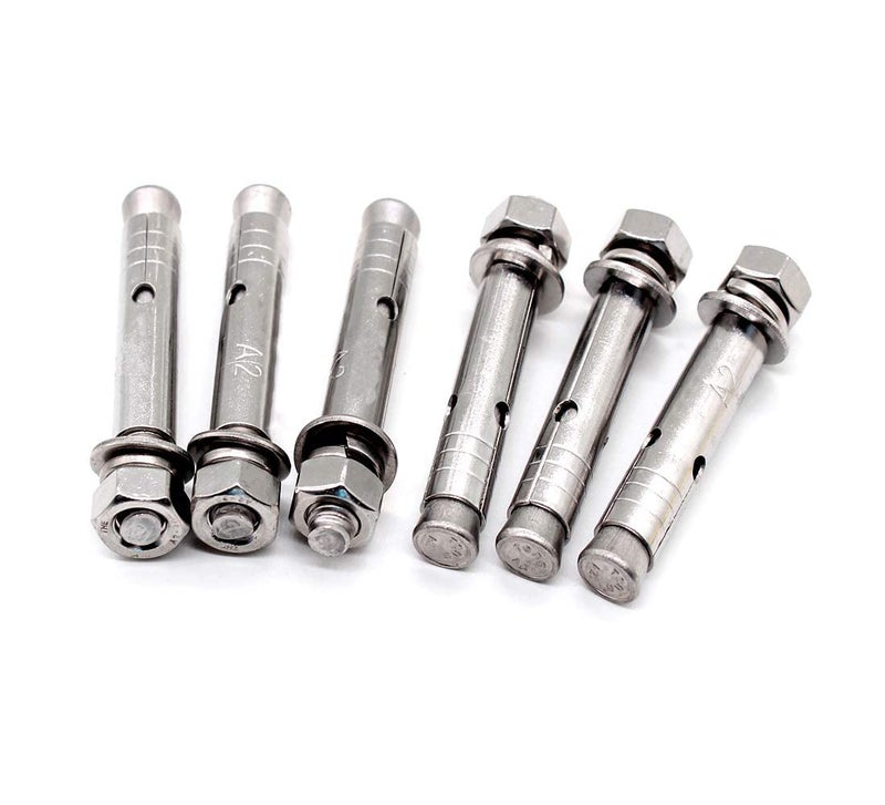 EVARSOL M8x60mm Expansion Bolts Concrete Wall Bolts 304 Stainless Steel Hex Head Sleeve Anchor Expanding Shield Anchor Fastener,Great for Concrete,Drywall,Brick Walls,Block Wall to Support Heavy Load,6 Pack - Image 1